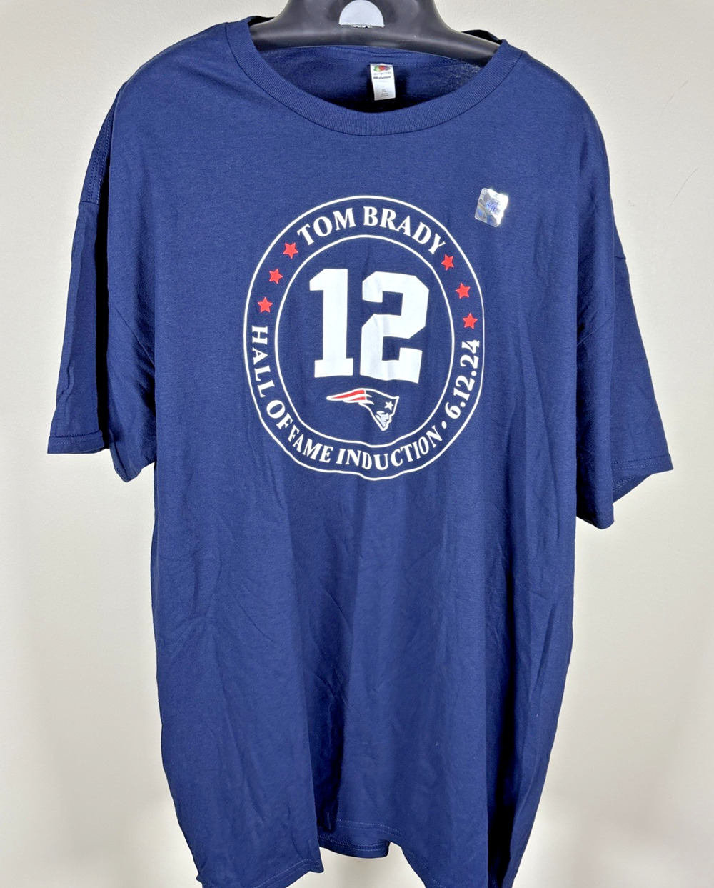 NWOT Tom Brady # 12 Hall Of Fame Induction Patriots 6/12/24 Navy T-Shirt Mens XL